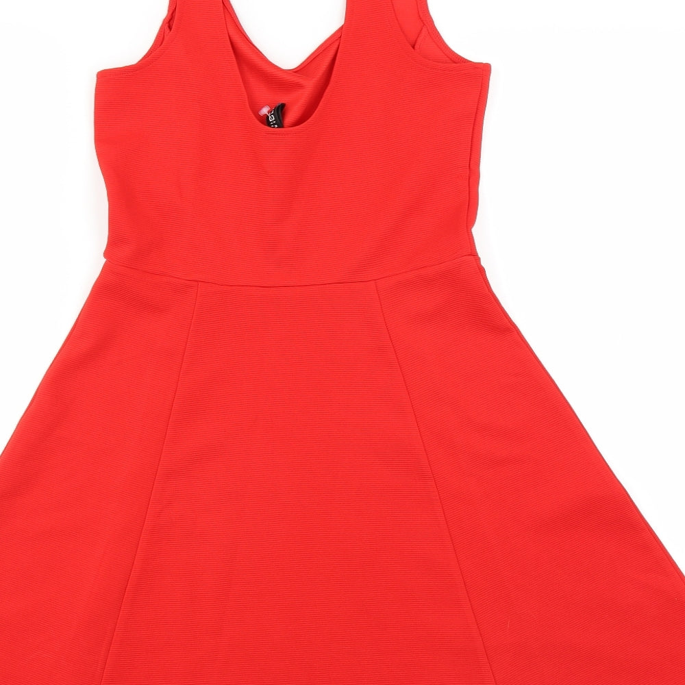 Divided by H&M Womens Red   Skater Dress  Size 8
