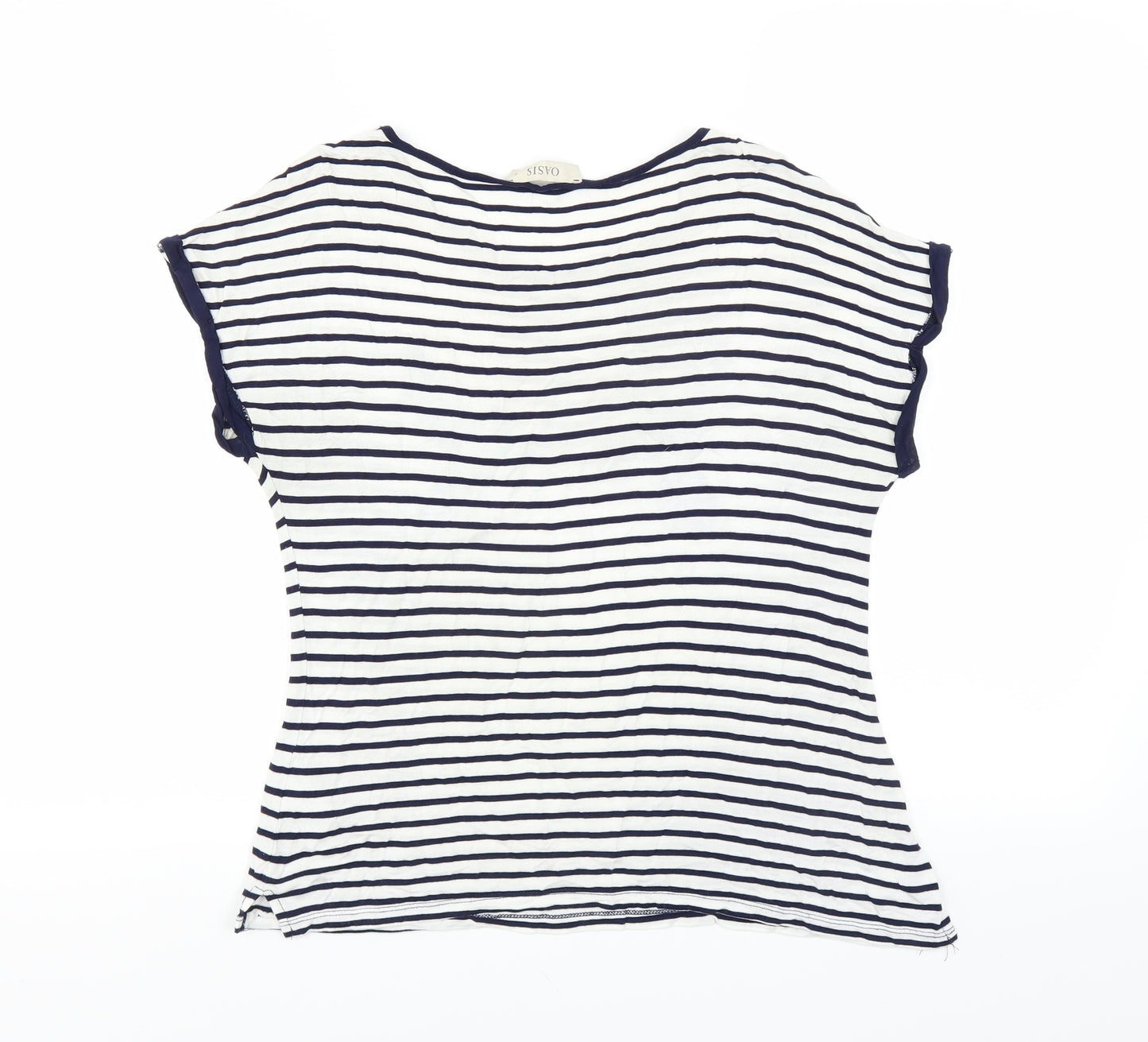 Oasis Womens Blue Striped  Basic T-Shirt Size S