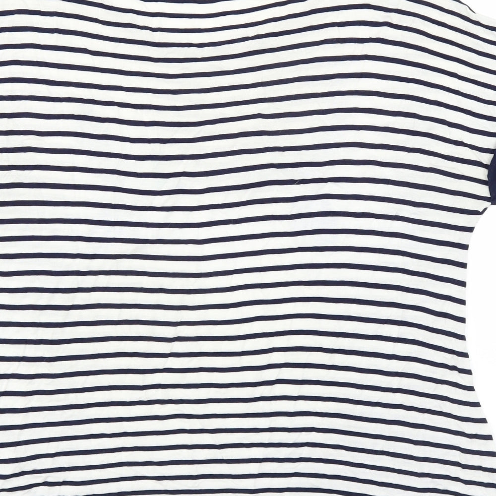 Oasis Womens Blue Striped  Basic T-Shirt Size S