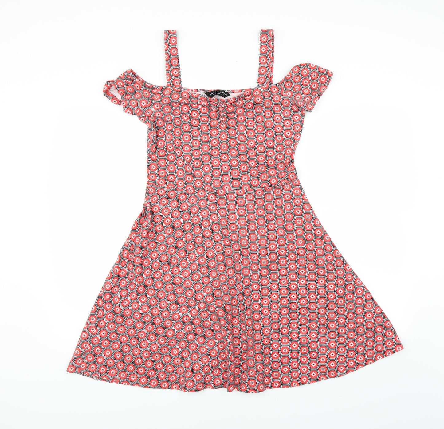 Dorothy Perkins Womens Red Geometric  Skater Dress  Size 12