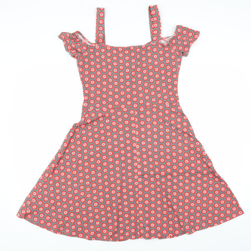 Dorothy Perkins Womens Red Geometric  Skater Dress  Size 12