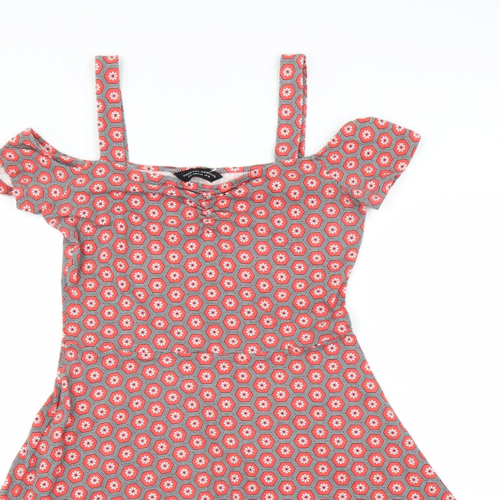 Dorothy Perkins Womens Red Geometric  Skater Dress  Size 12