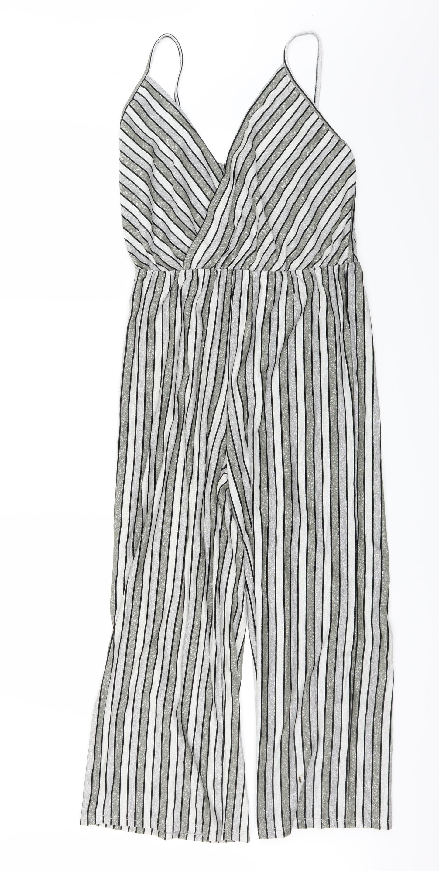 Made in Italy Womens Green Striped  Jumpsuit One-Piece Size 14