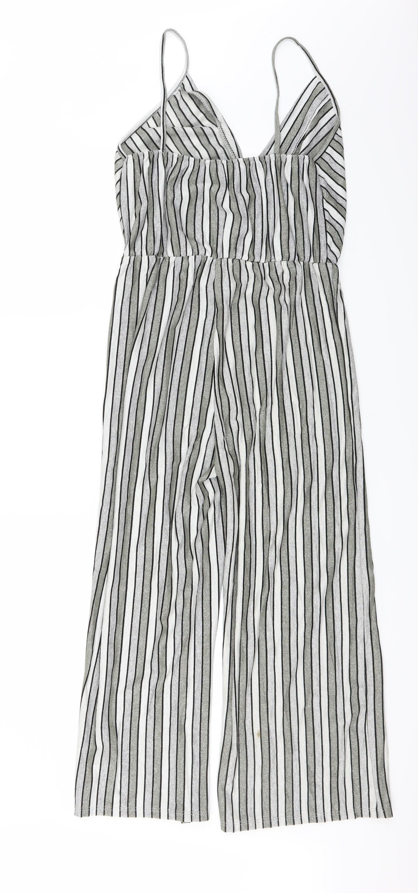Made in Italy Womens Green Striped  Jumpsuit One-Piece Size 14