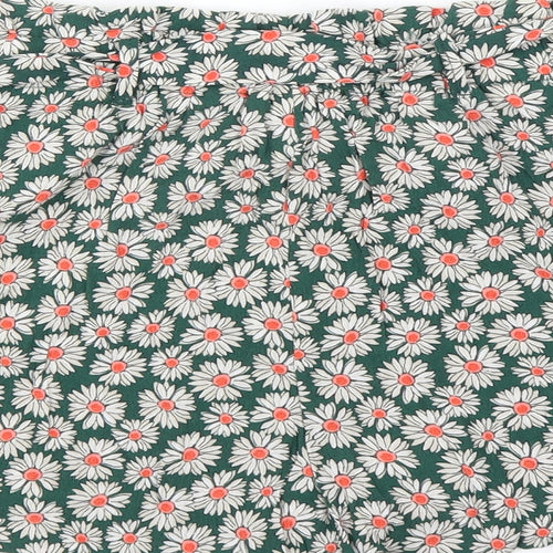 Zara Womens Green Floral  Paperbag Shorts Size S