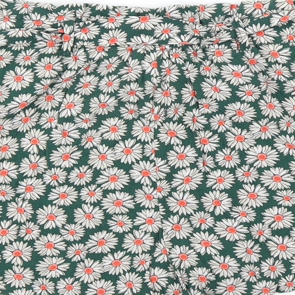 Zara Womens Green Floral  Paperbag Shorts Size S