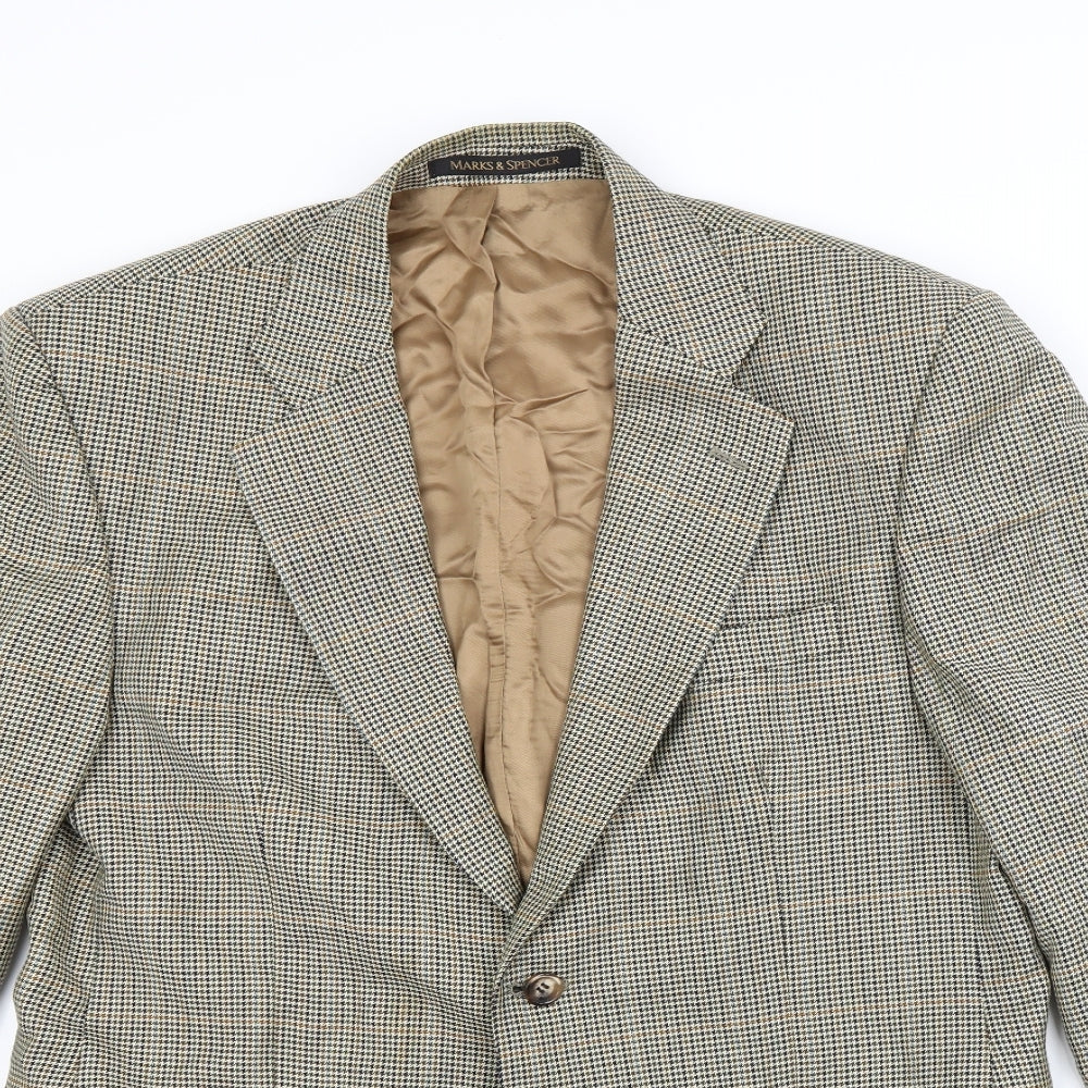 Marks and Spencer Mens Brown Houndstooth  Jacket Blazer Size 42