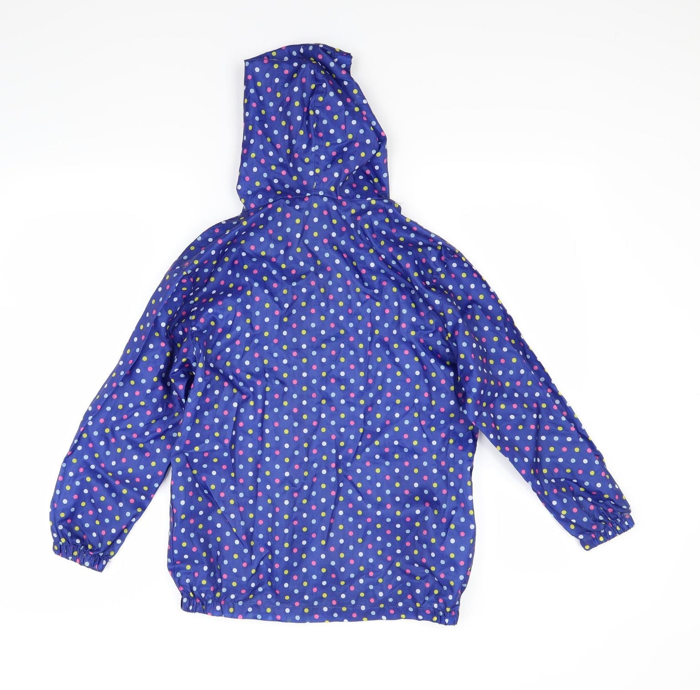 Preworn Girls Blue Polka Dot  Basic Coat Coat Size 9-10 Years