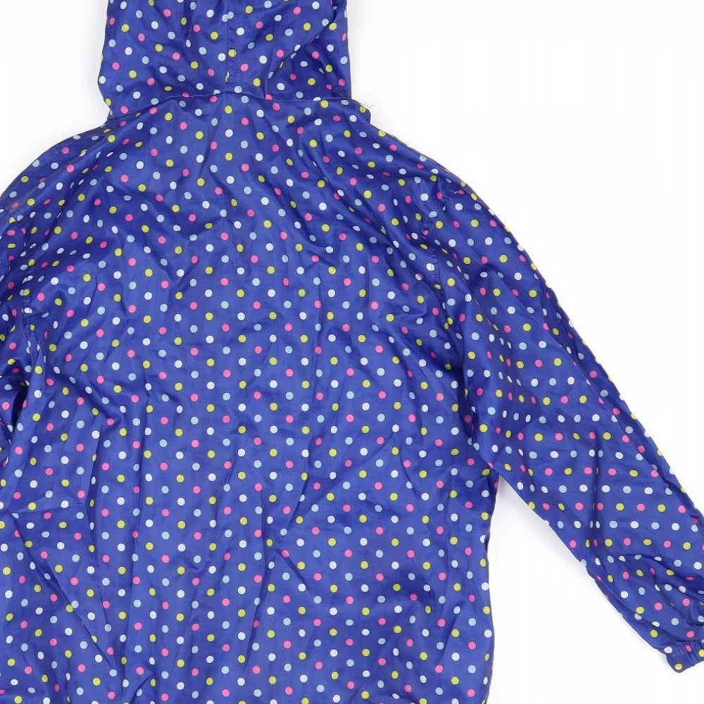 Preworn Girls Blue Polka Dot  Basic Coat Coat Size 9-10 Years