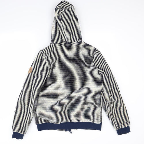 Weird Fish Womens Blue Striped Fleece Gilet Coat Size 12