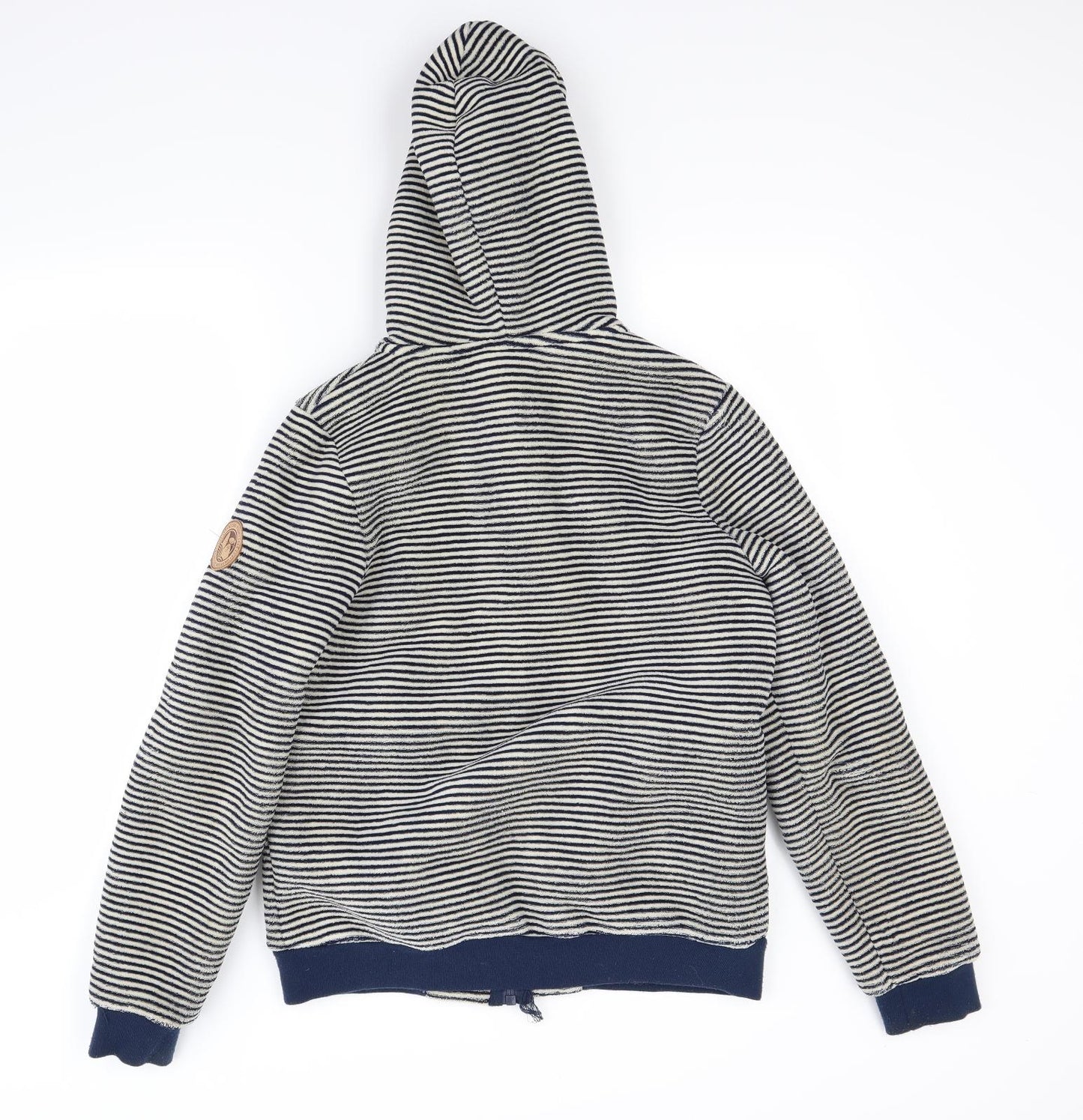 Weird Fish Womens Blue Striped Fleece Gilet Coat Size 12