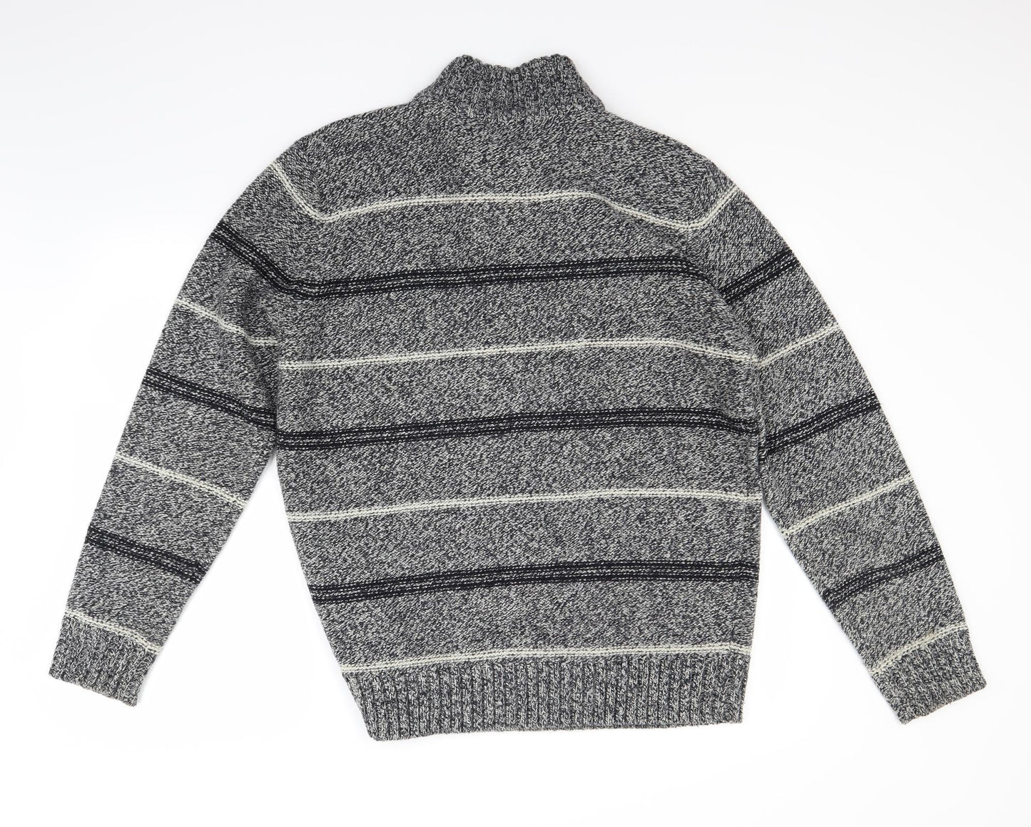 Boston Crew Mens Grey Striped  Pullover Jumper Size L