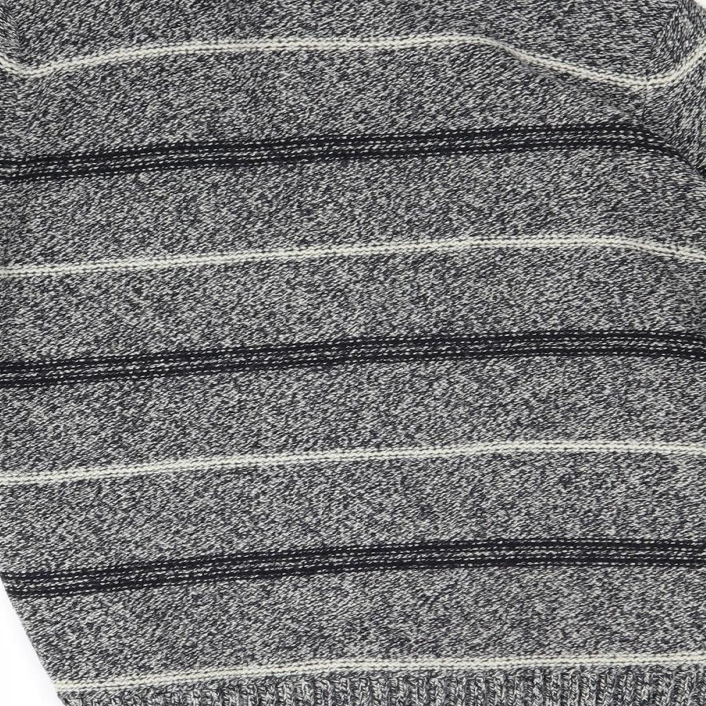 Boston Crew Mens Grey Striped  Pullover Jumper Size L