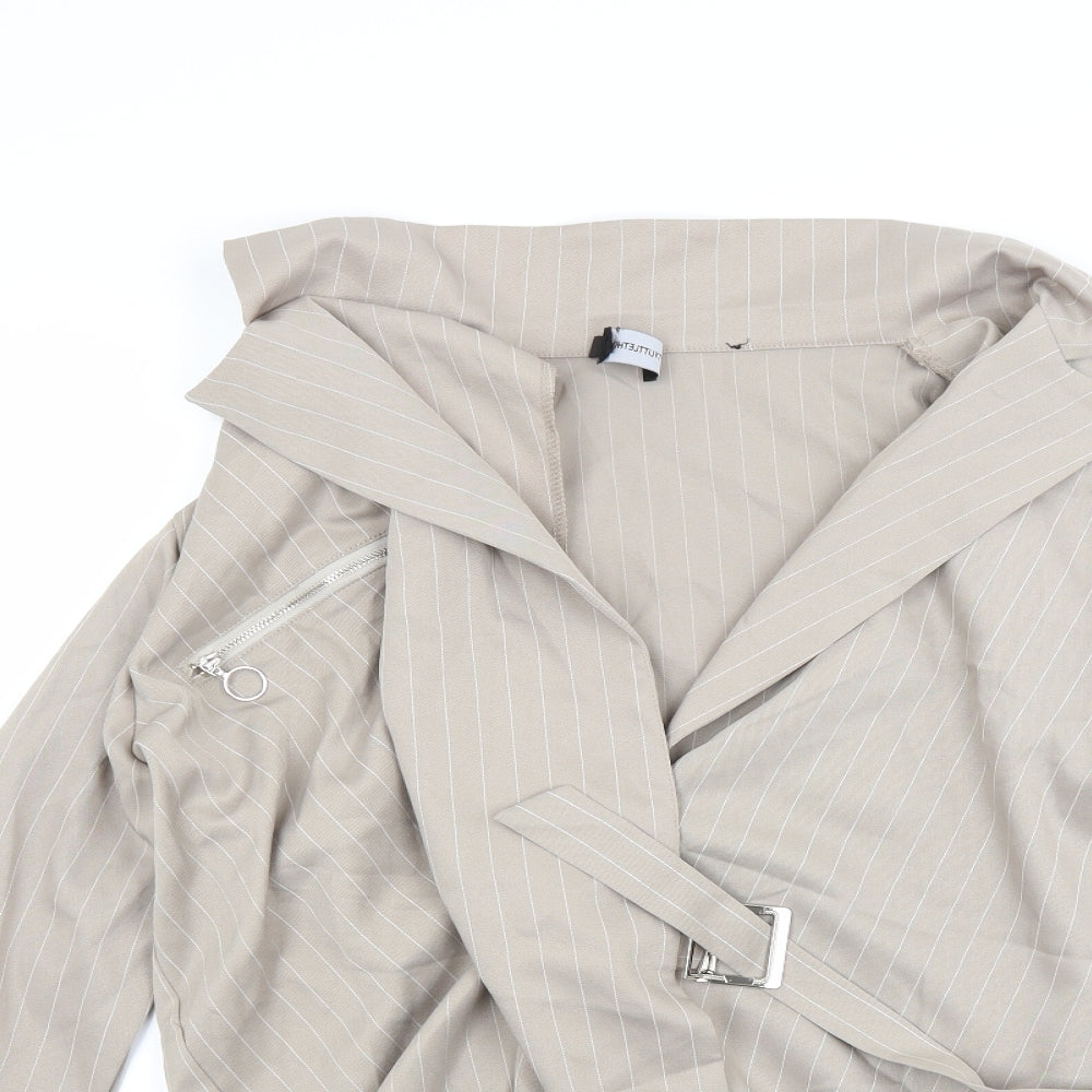 PRETTYLITTLETHING Womens Beige Striped  Jacket  Size 12
