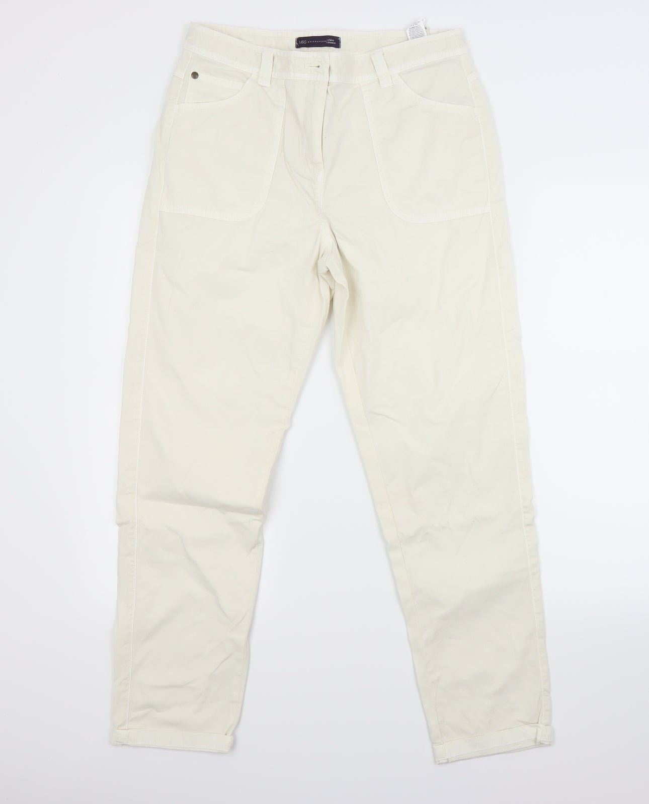Marks and Spencer Womens White   Trousers  Size 10 L26 in