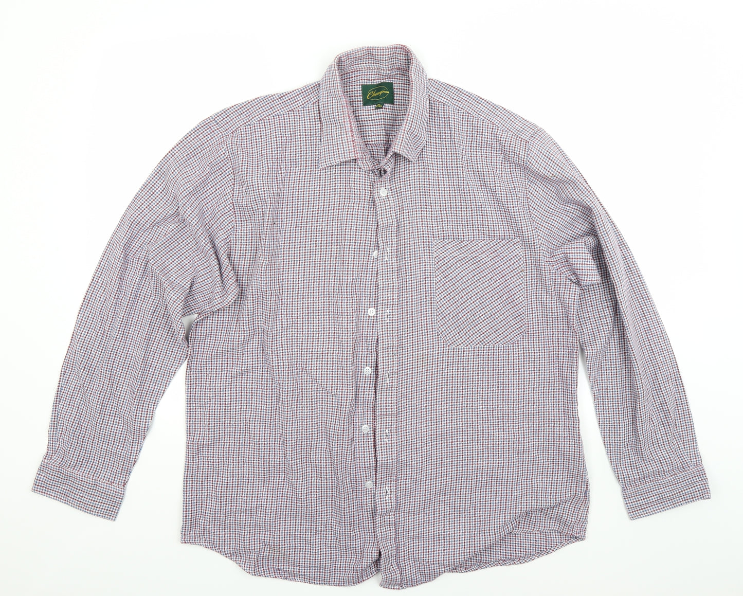 Champion Mens Red Check   Button-Up Size XL