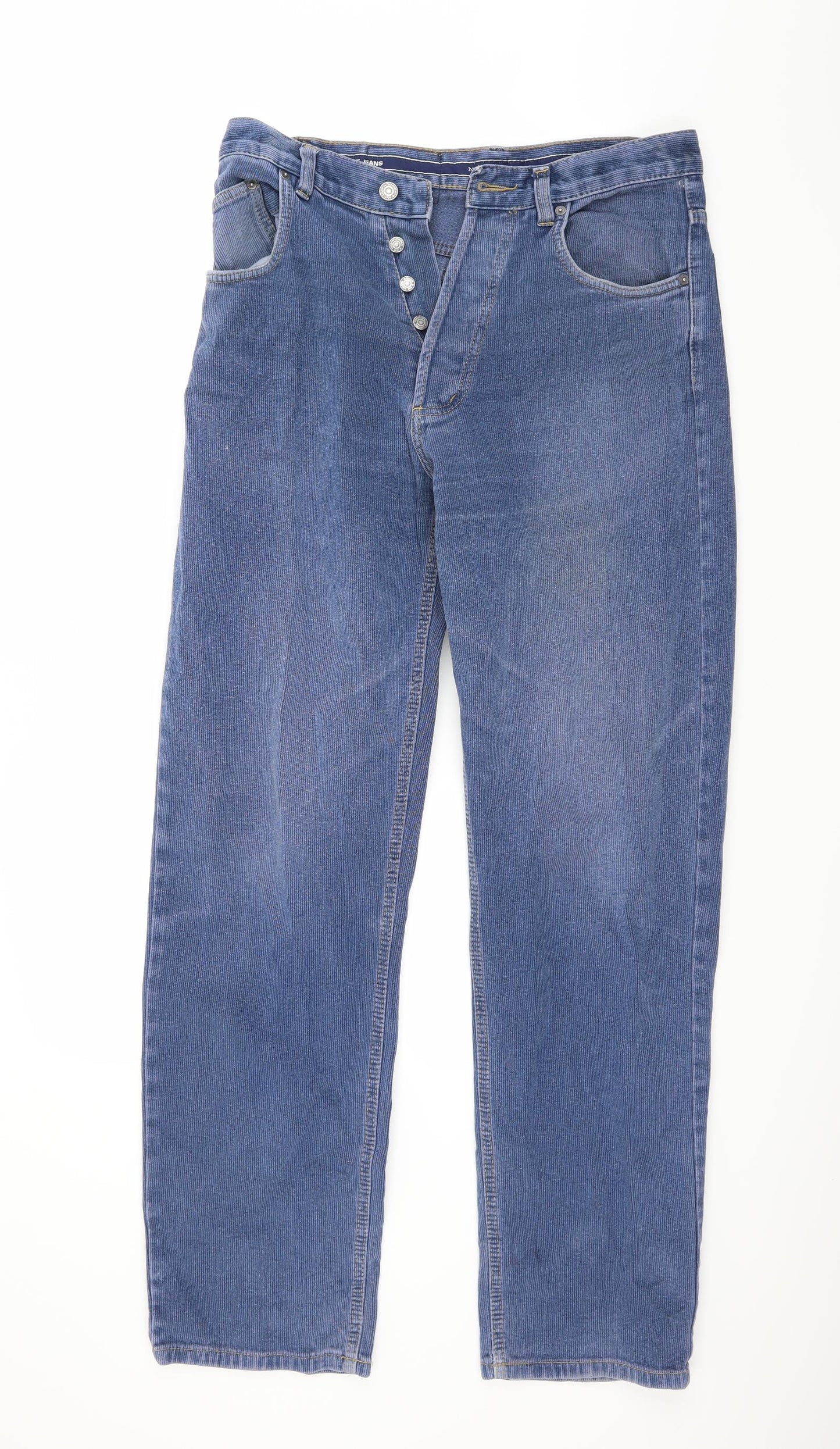 NEXT Mens Blue  Corduroy Straight Jeans Size 32 L31 in