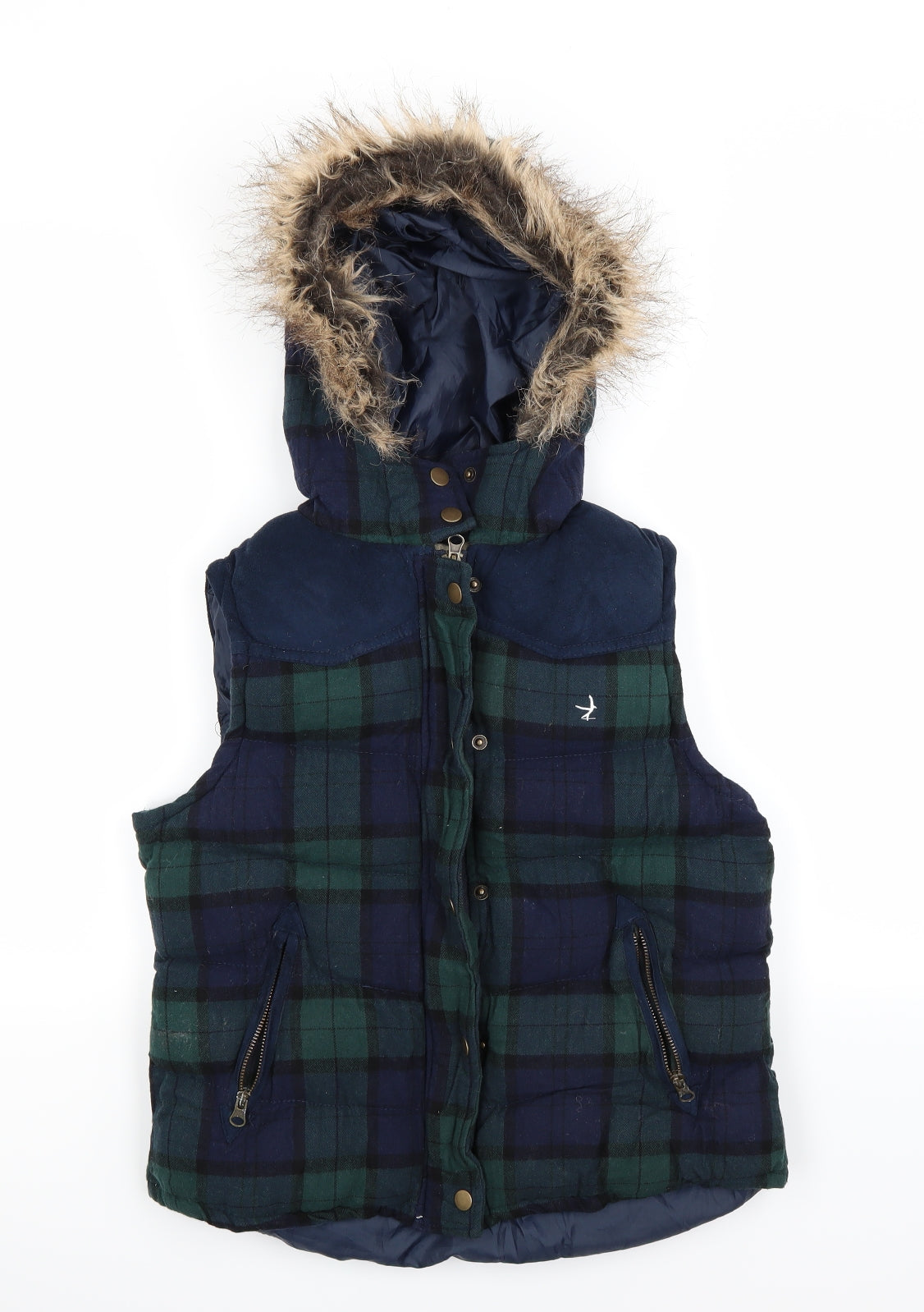 Atmosphere Womens Green Check  Gilet Coat Size 12