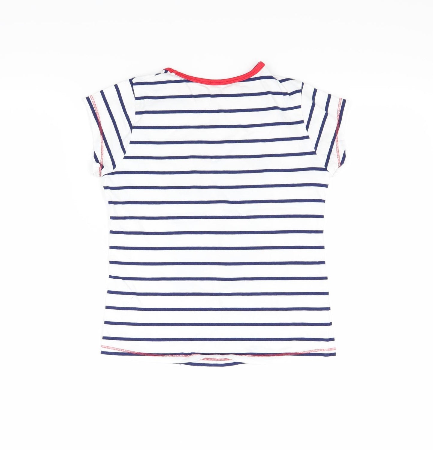 George Girls White Striped  Basic T-Shirt Size 8-9 Years