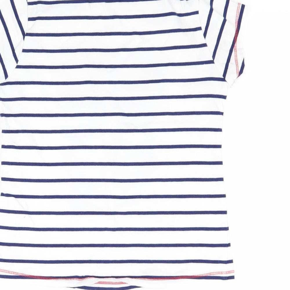 George Girls White Striped  Basic T-Shirt Size 8-9 Years