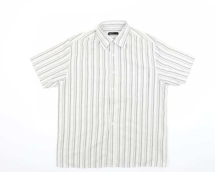 Ceader wood state Mens White Striped   Button-Up Size M