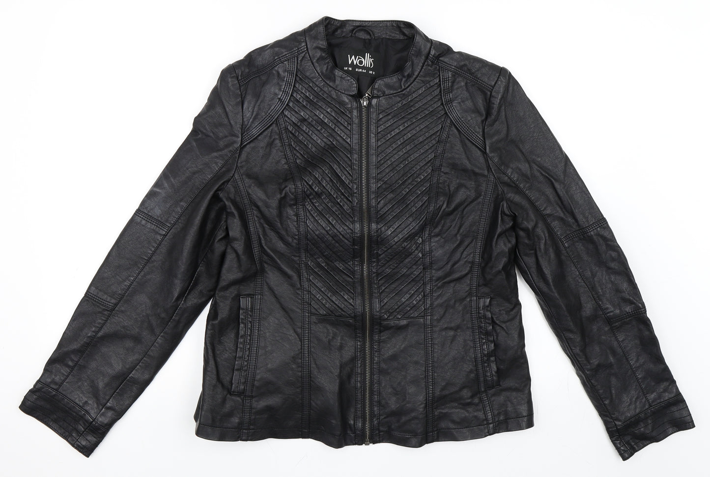 Wallis Womens Black   Jacket  Size 16  - Leather Jacket Faux