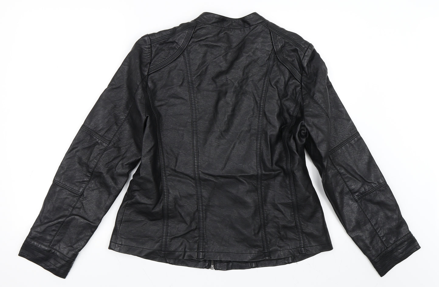 Wallis Womens Black   Jacket  Size 16  - Leather Jacket Faux
