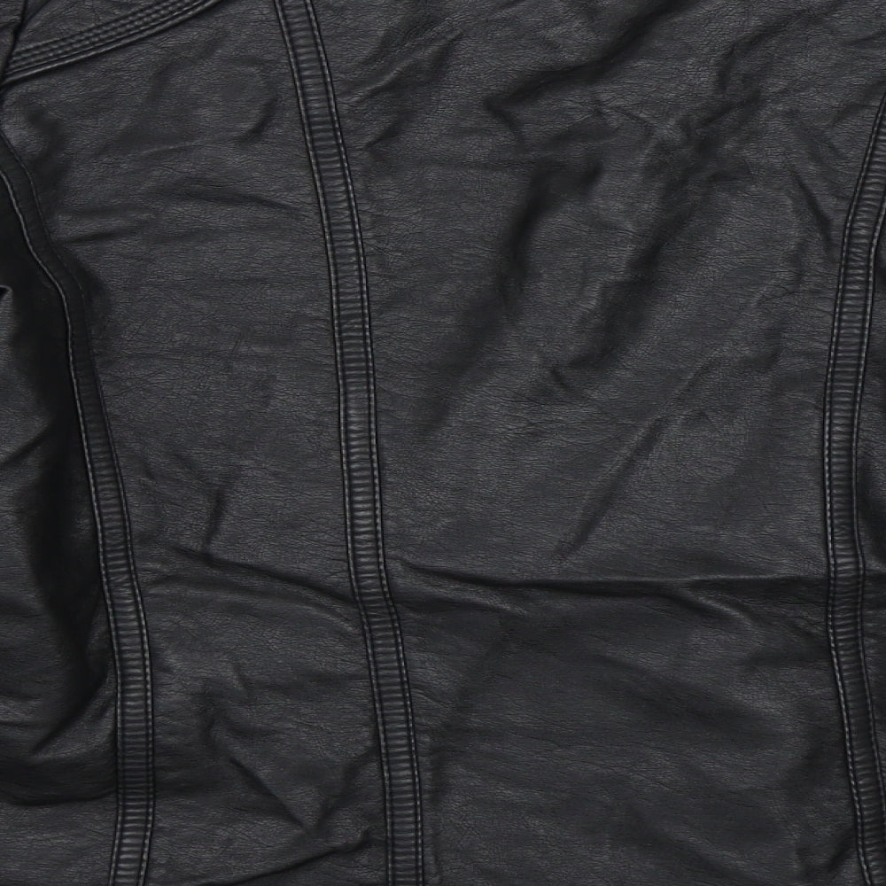 Wallis Womens Black   Jacket  Size 16  - Leather Jacket Faux