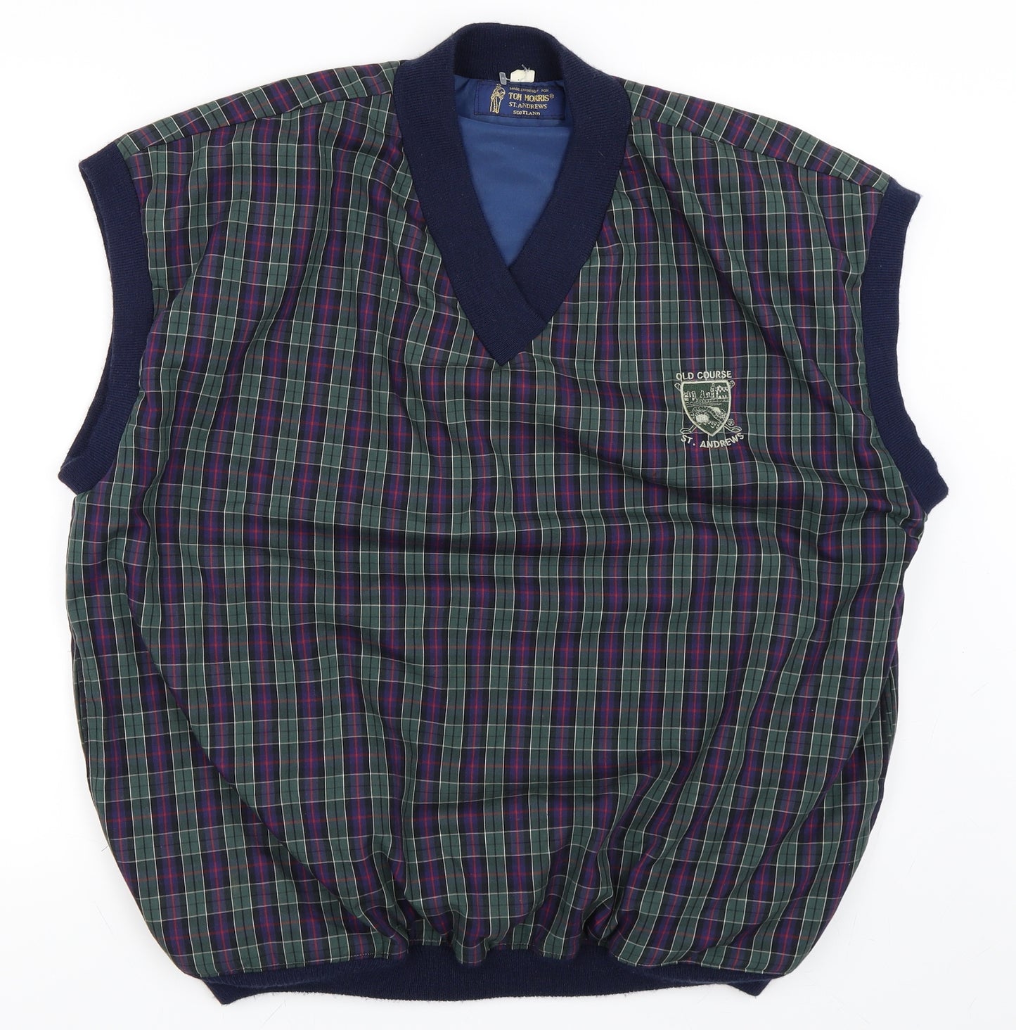 Tom Morris Mens Green Check  Vest Sweatshirt Size L