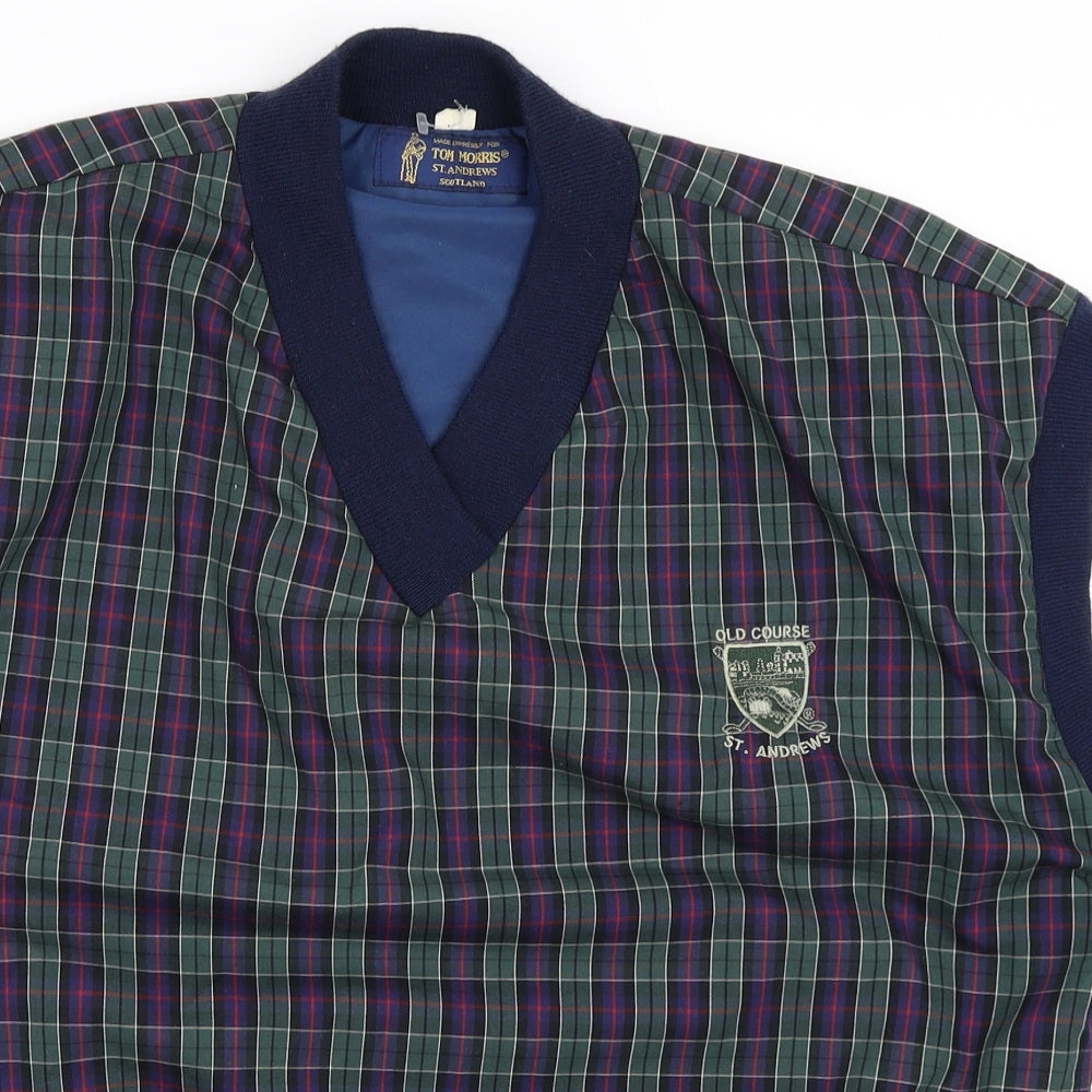 Tom Morris Mens Green Check  Vest Sweatshirt Size L