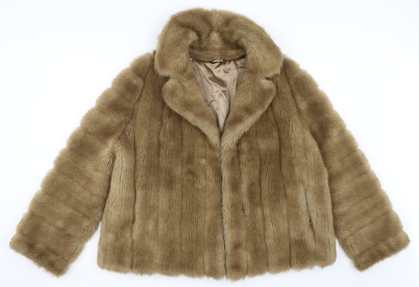 Carmena Womens Beige   Jacket Coat Size M  - Faux Fur Coat