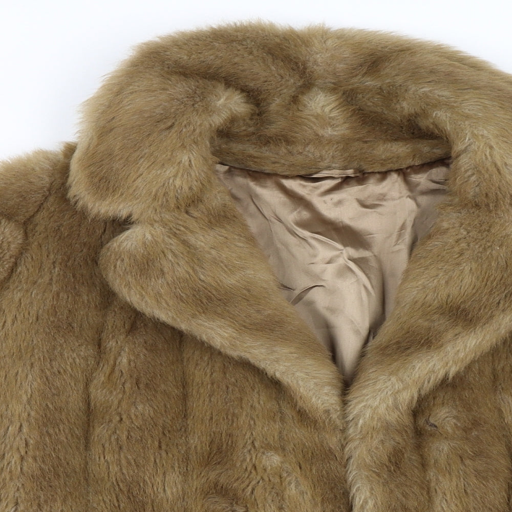 Carmena Womens Beige   Jacket Coat Size M  - Faux Fur Coat