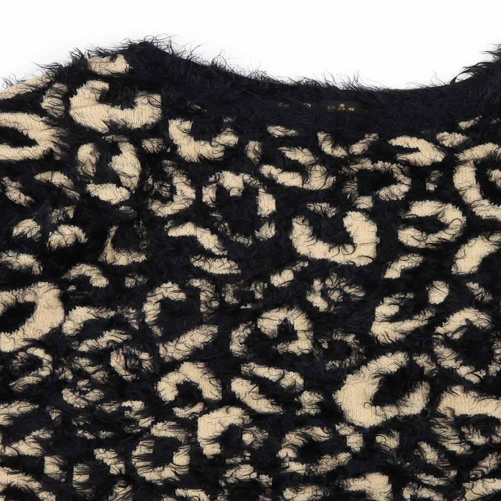 River Island Womens Black Animal Print  Pullover Jumper Size 12