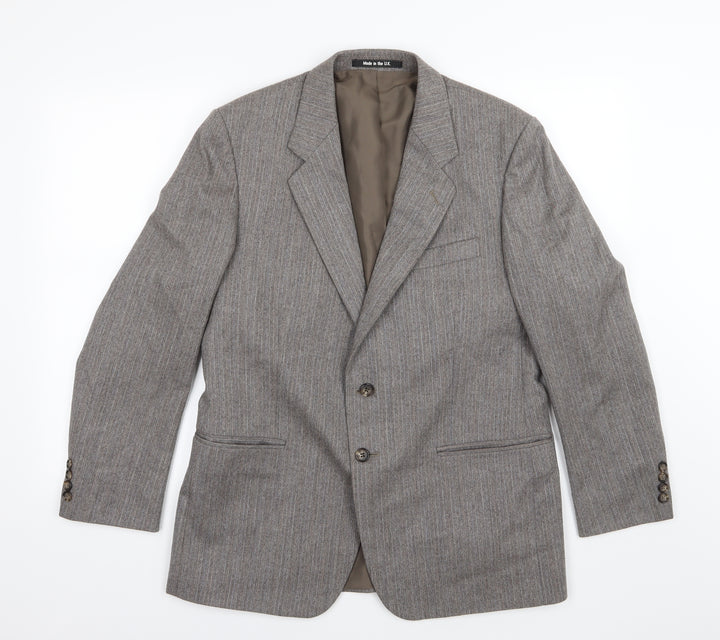 Preworn Mens Brown Herringbone  Jacket Suit Jacket Size 40