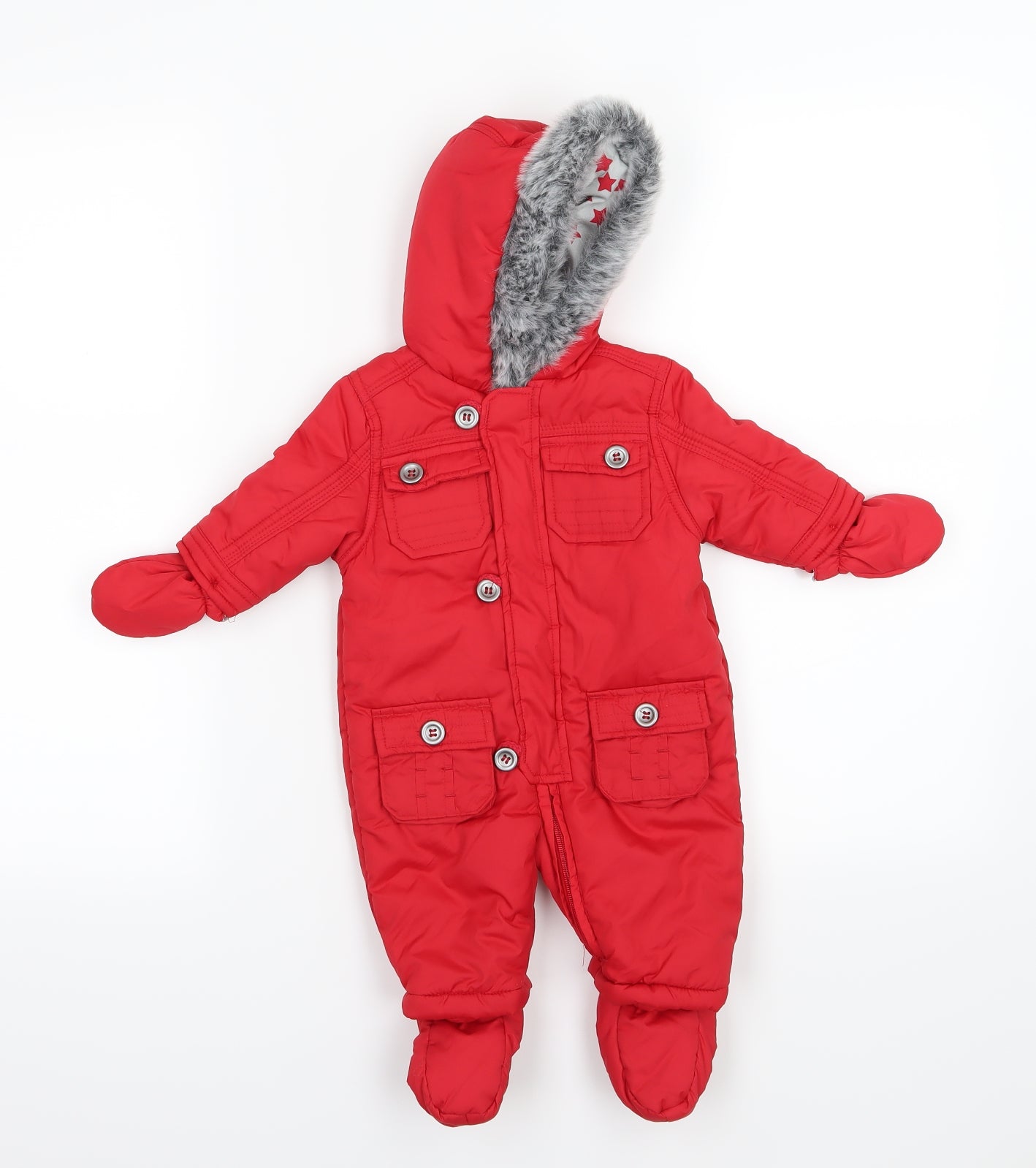 Mothercare Baby Red   Jacket Snowsuit Size 0-3 Months