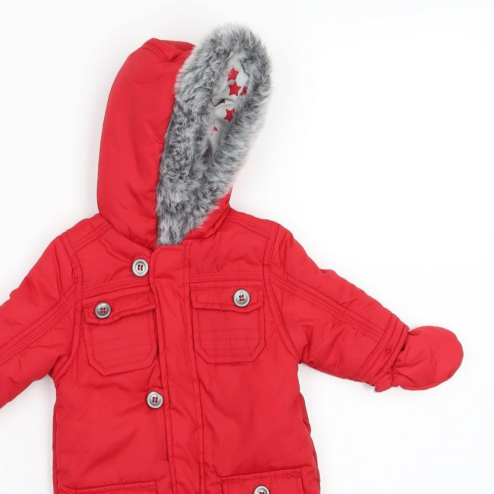 Mothercare Baby Red   Jacket Snowsuit Size 0-3 Months
