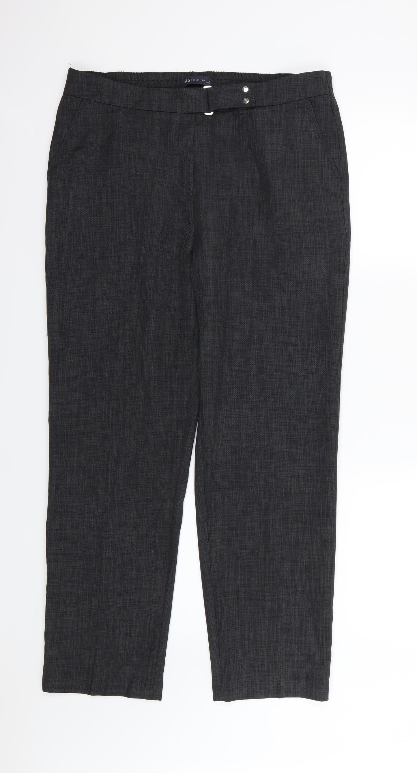 Marks and Spencer Womens Grey Striped Rayon Trousers  Size 14 L29 in