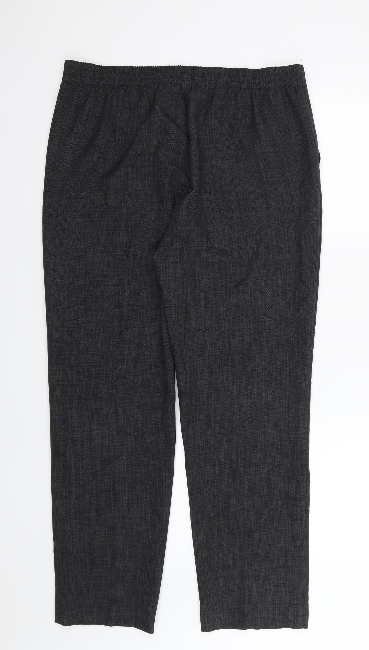 Marks and Spencer Womens Grey Striped Rayon Trousers  Size 14 L29 in