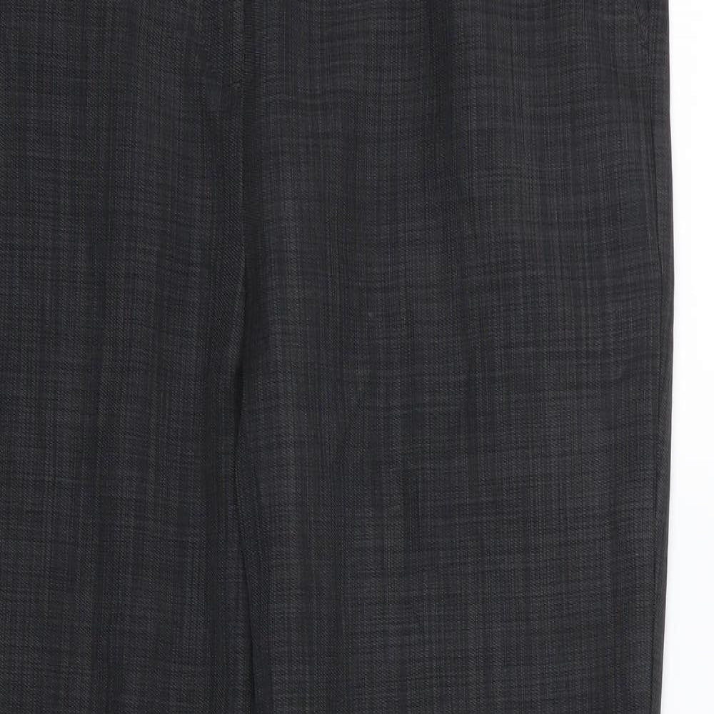Marks and Spencer Womens Grey Striped Rayon Trousers  Size 14 L29 in