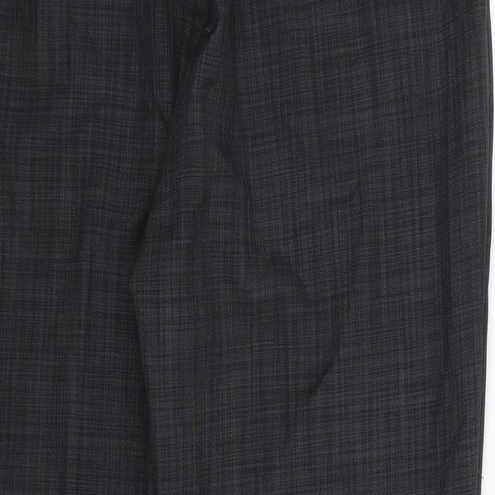 Marks and Spencer Womens Grey Striped Rayon Trousers  Size 14 L29 in
