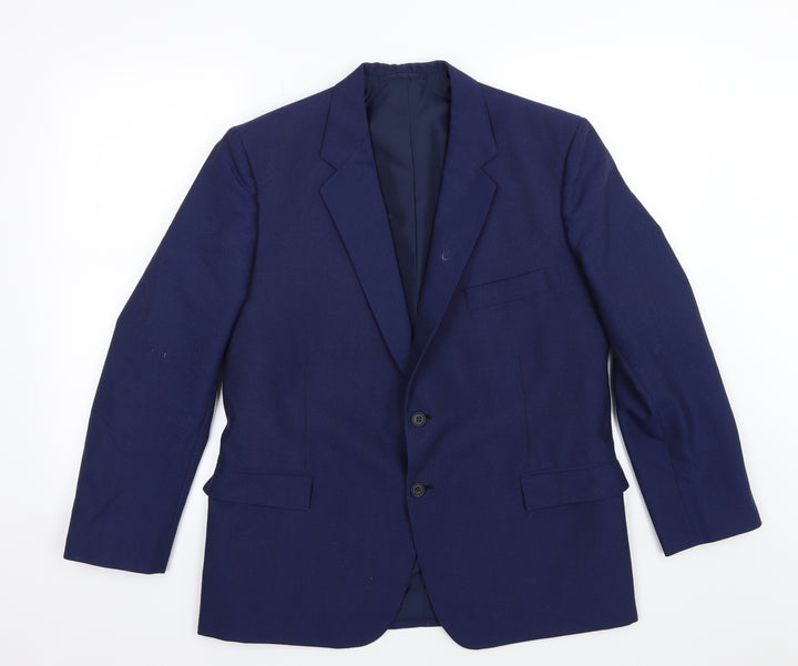 Preworn Mens Blue Rayon Jacket Suit Jacket Size 36