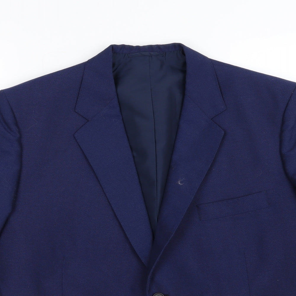 Preworn Mens Blue  Rayon Jacket Suit Jacket Size 36