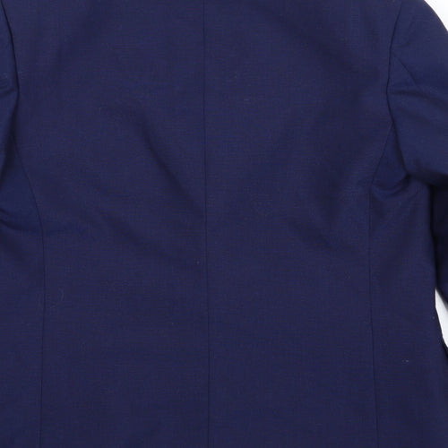 Preworn Mens Blue  Rayon Jacket Suit Jacket Size 36