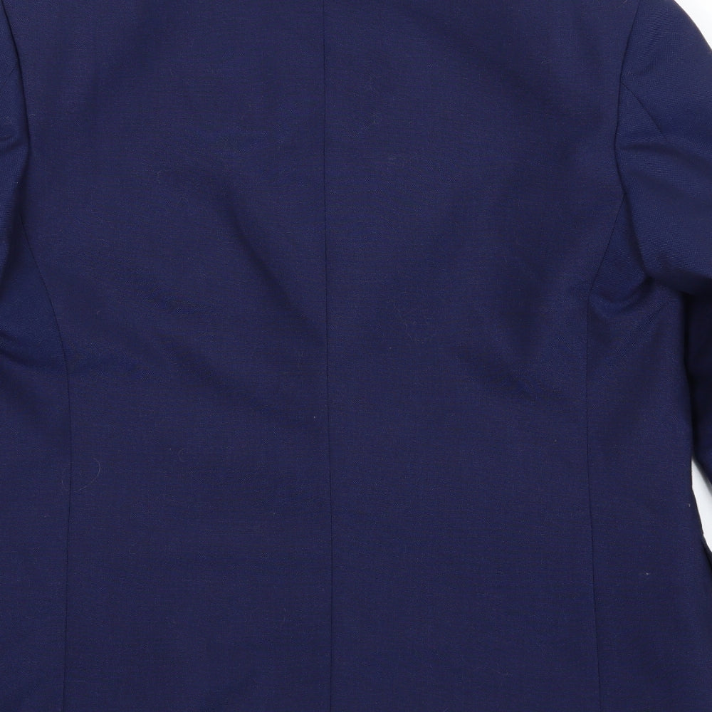 Preworn Mens Blue  Rayon Jacket Suit Jacket Size 36