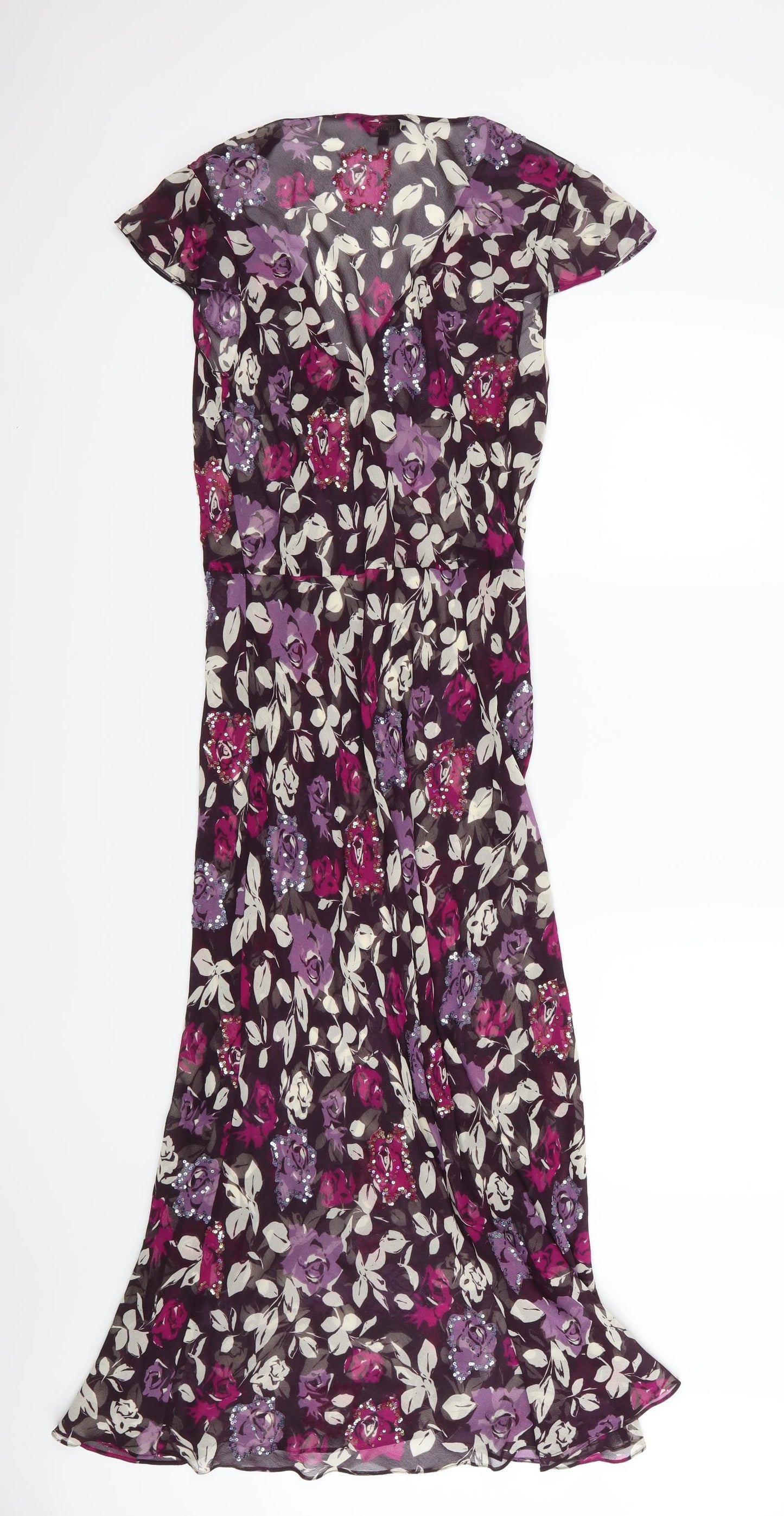 Hobbs Womens Purple Floral Chiffon Maxi  Size 14