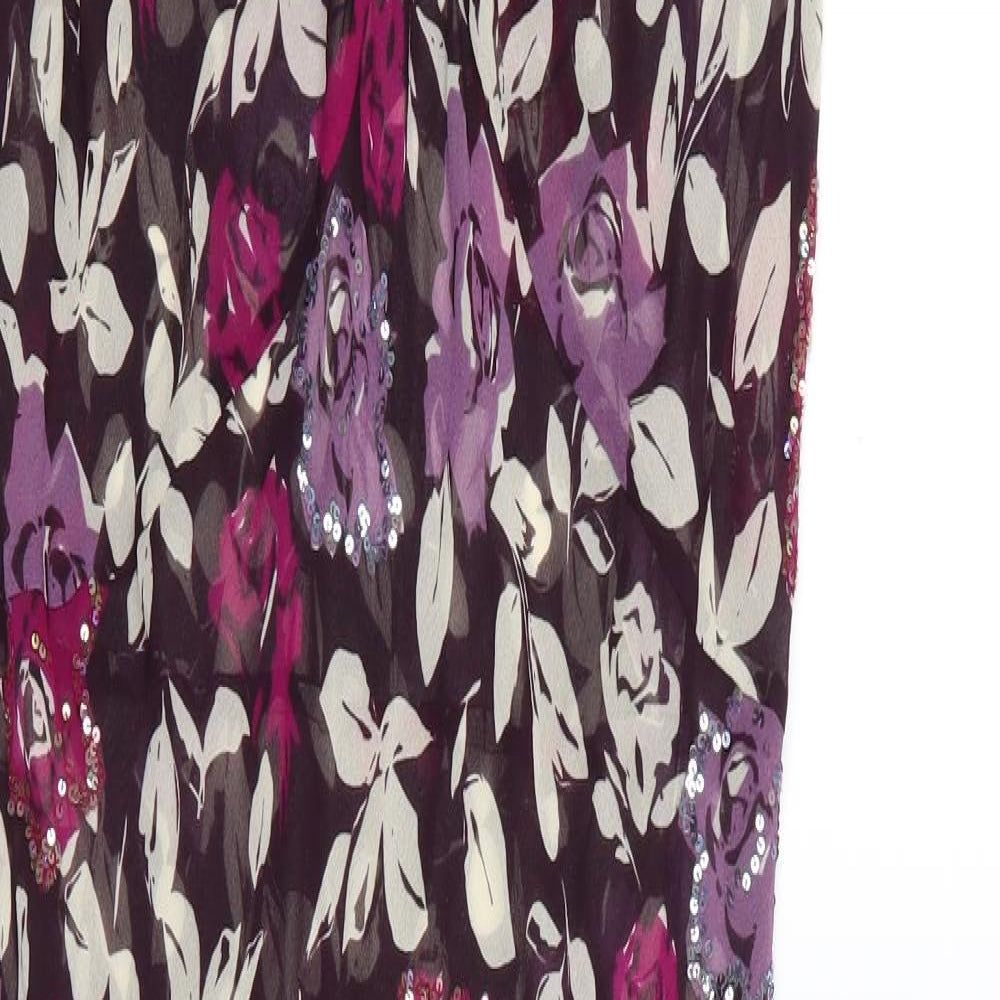 Hobbs Womens Purple Floral Chiffon Maxi  Size 14