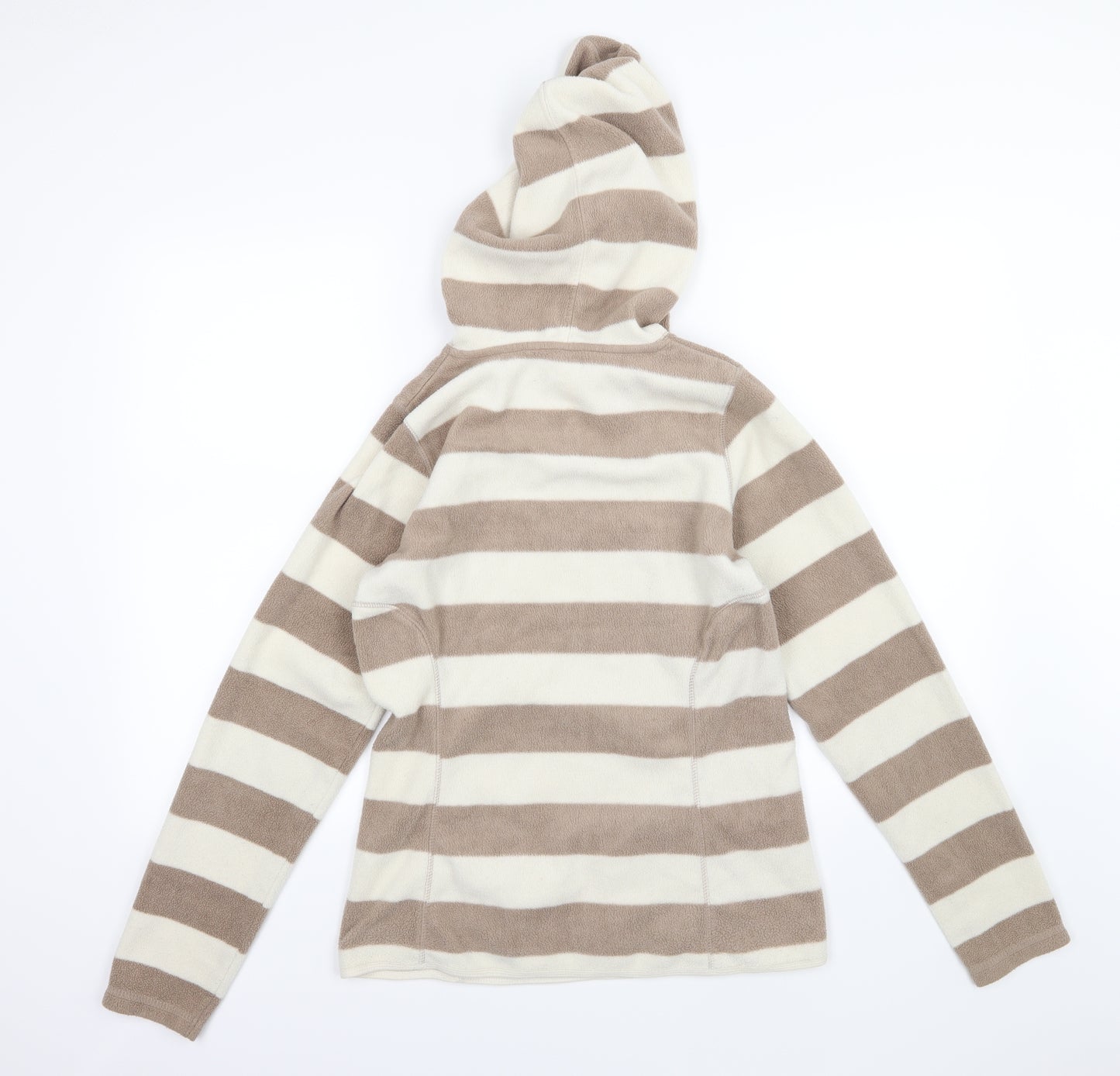 E-vie Womens Brown Striped Fleece Pullover Hoodie Size 10