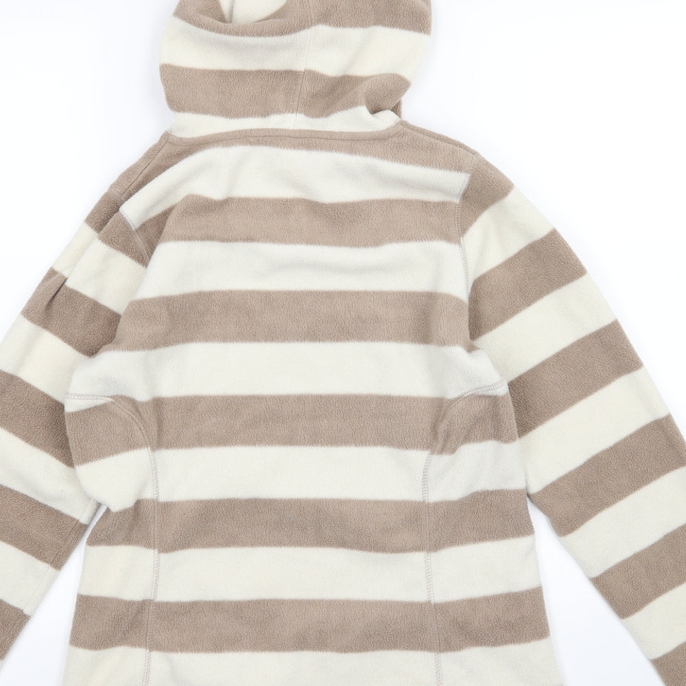 E-vie Womens Brown Striped Fleece Pullover Hoodie Size 10