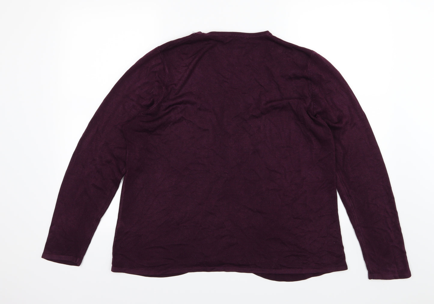 BHS Womens Purple Floral Knit Cardigan Jumper Size 20