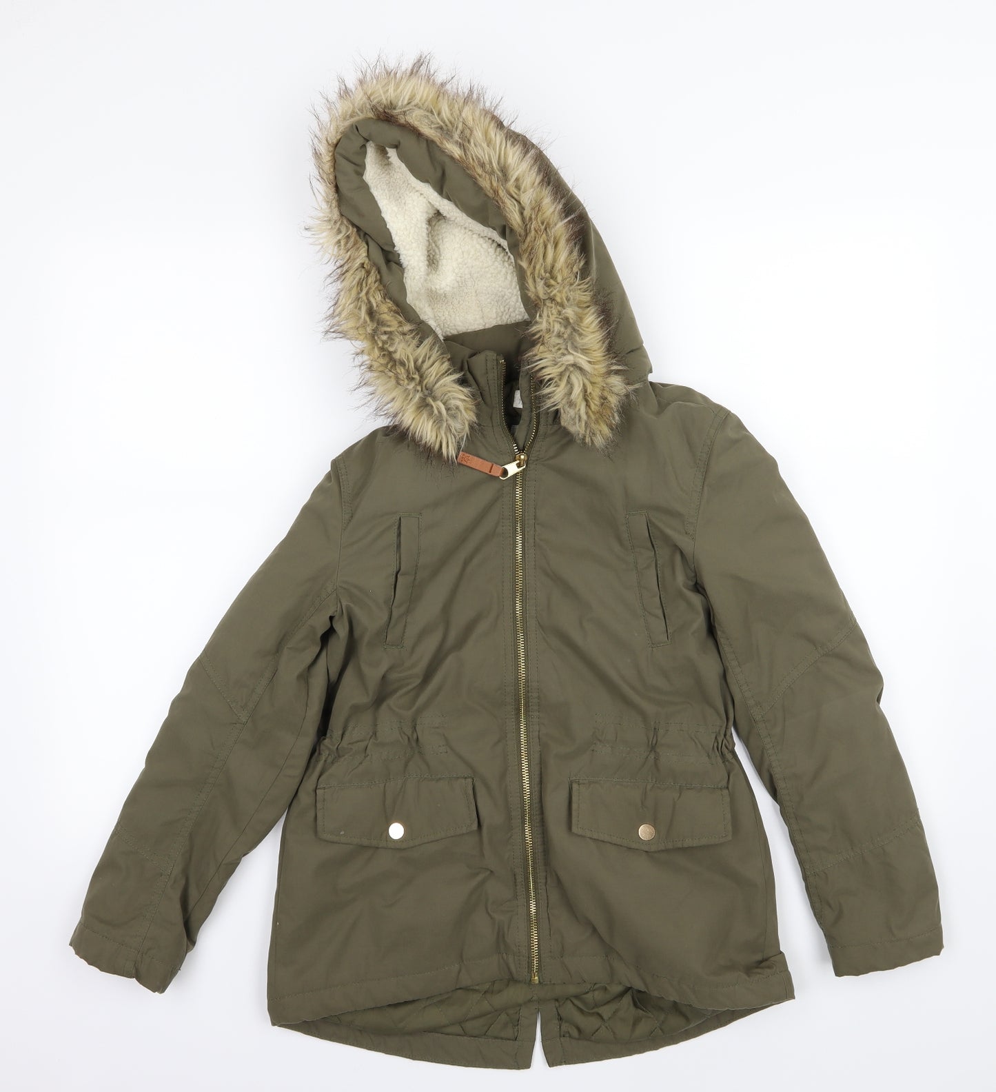 H&M Girls Green   Basic Coat Coat Size 9-10 Years